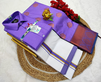👩❤️💋👨 *Couple combo👩❤️💋👨* *(Cotton Blended Shirt dhotis and Semi Tana Soft Silk sarees)*🤩