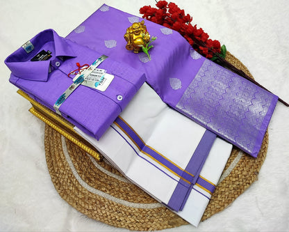 👩❤️💋👨 *Couple combo👩❤️💋👨* *(Cotton Blended Shirt dhotis and Semi Tana Soft Silk sarees)*🤩